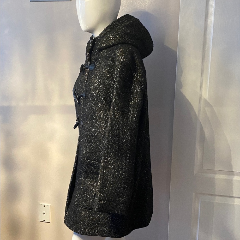 Coach Charcoal Hooded Toggle Wool Coat L - Picture 6 of 15